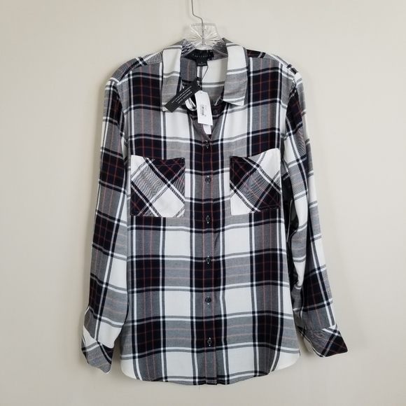 Sanctuary Tops - Sanctuary Plaid Boyfriend Shirt Size Small NWT